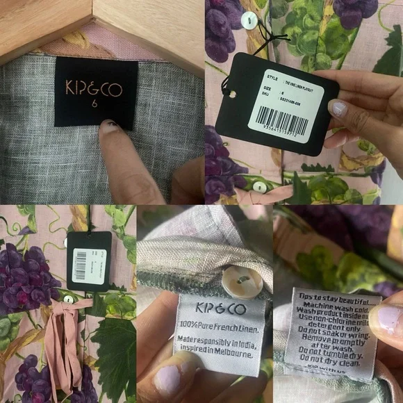 New NWT Kip & Co the vine linen playsuit French grapes short sleeve romper XS 6